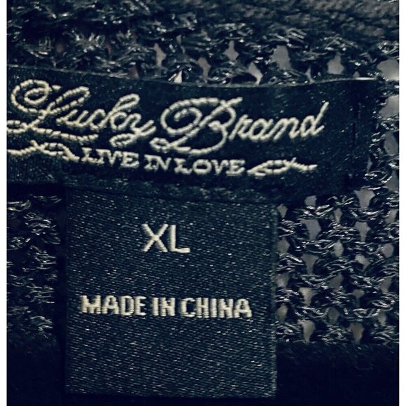 Lucky Brand Sweater Womens XL Charcoal Gray Pointelle Crew Neck Pullover - Picture 4 of 7